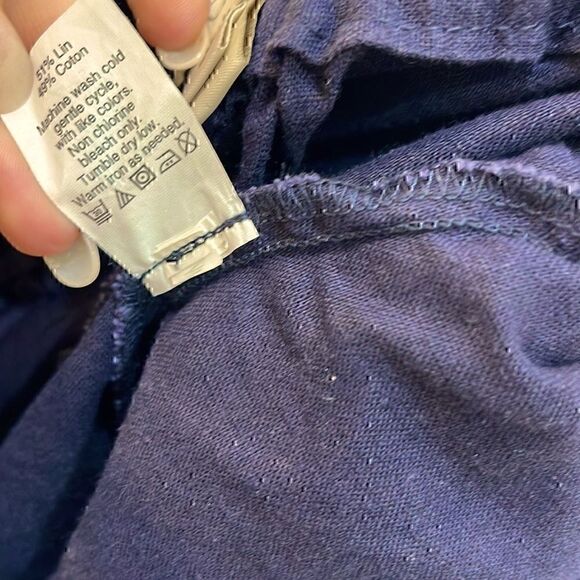 J.Crew  linen/ Cotton Navy Drawstring pants Size 2 - Picture 5 of 6